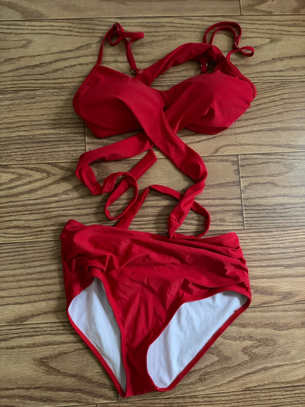Vibrant Red Two-Piece High-Waist Bikini